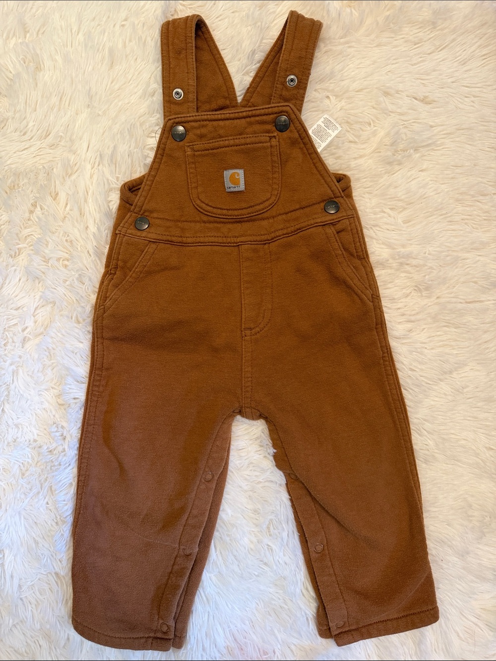 Carhartt Chest Pocket Tan/Brown Fleece Overalls 18M